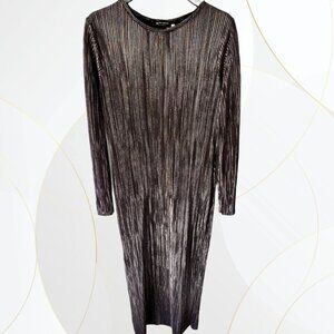 See You Monday Long Sleeve Silver/Black Metallic Maxi Dress